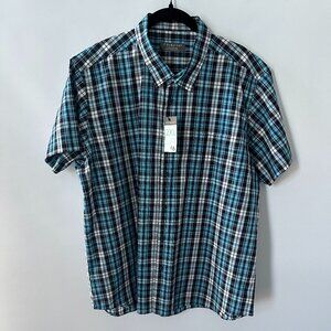 Primark Blue, White & Black Check XXL Men's Short-Sleeve Shirt